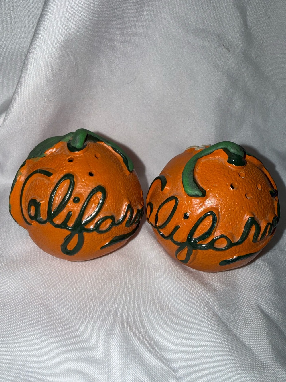 Hand-Painted Orange California Salt & Pepper Shakers